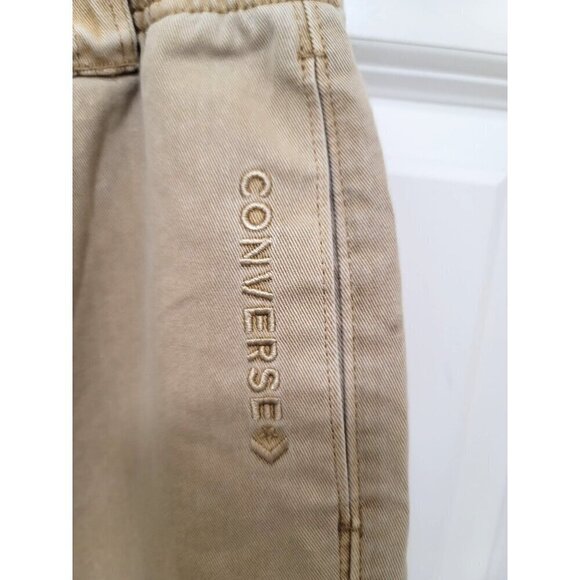 Converse Mens Beige Elastic Waist Jogger Pants With Black Drawstring Size XS - Picture 6 of 13